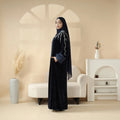 Long Sleeve Plus Size Modest Women's Luxury Velvet Open Abaya | Hand-Stitched Beaded Islamic Turkish Robe Dubai Muslim Wear