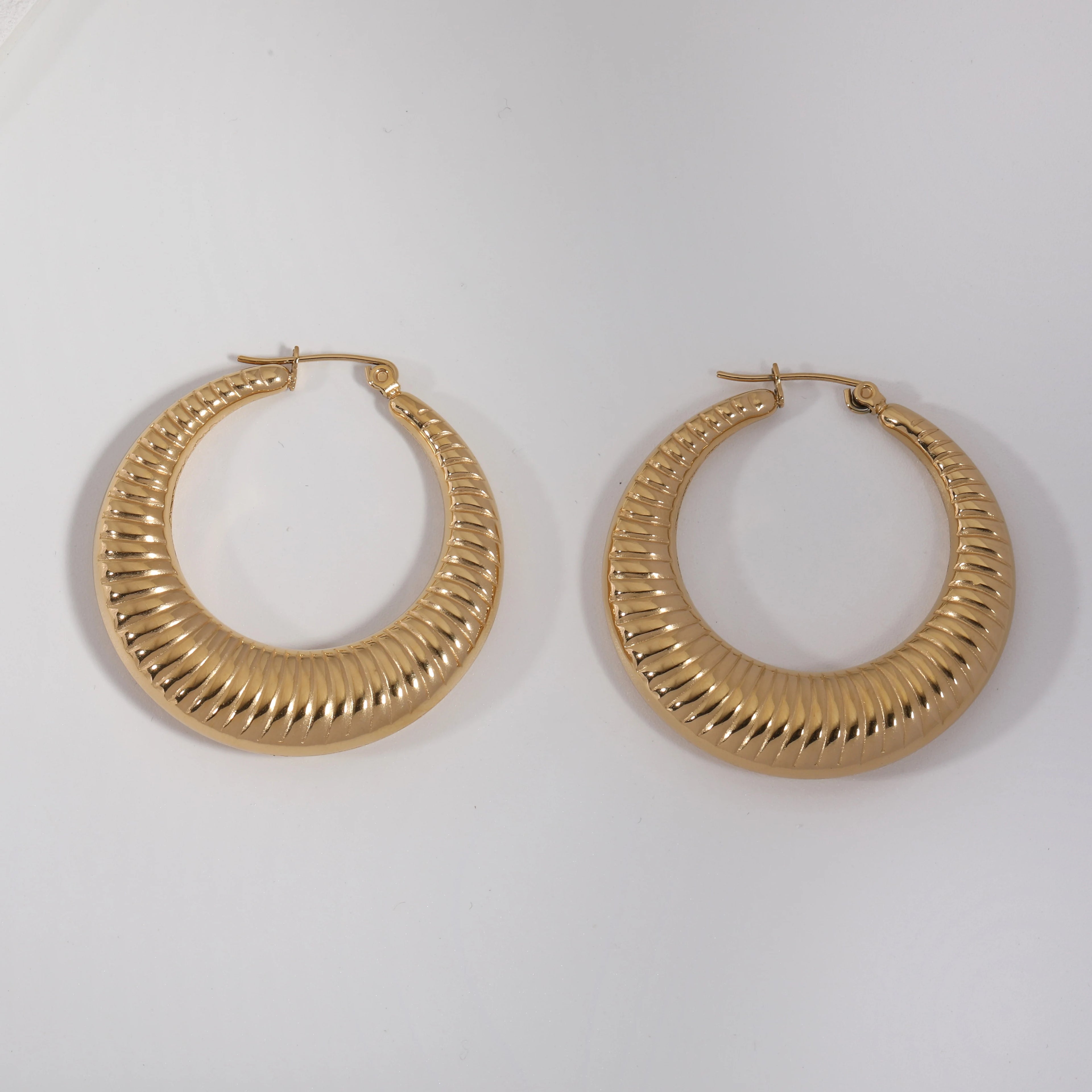 JOOLIM Jewelry PVD 18K Gold Silver Big Hollow Stainless Steel Hoop Earring Statement  Fashion Jewelry