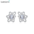 LUOTEEMI Cheney and Stone Hawaiian Gold Geometric Fresh Earring Fancy Earings Flower Pearl Earrings
