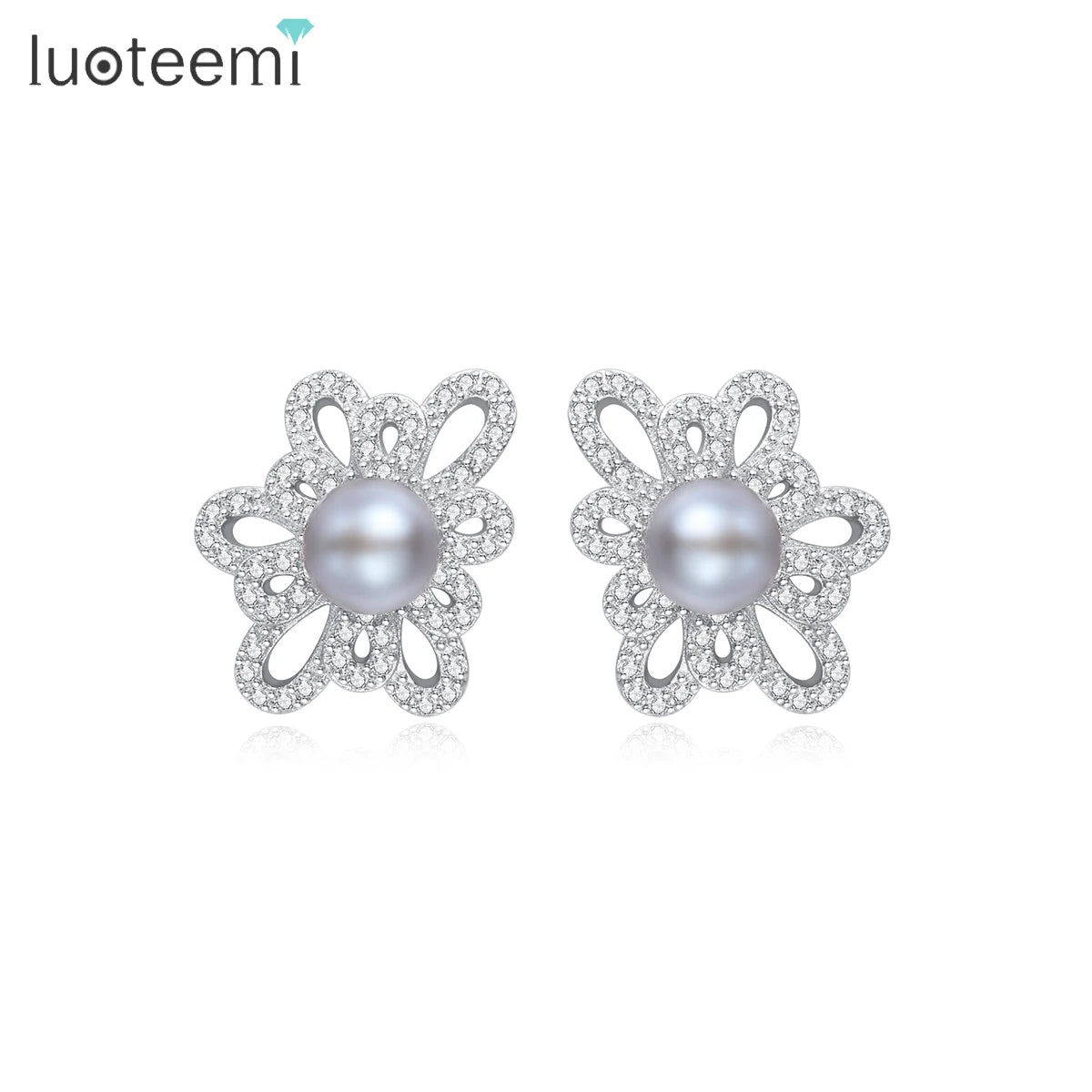 LUOTEEMI Cheney and Stone Hawaiian Gold Geometric Fresh Earring Fancy Earings Flower Pearl Earrings
