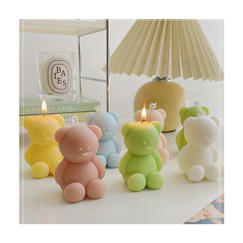 AIKUN Multicolor Cute Teddy Bear Bougie Photo Props Home Decoration Creative Gift Bear Shape Fragrance Birthday Soy Wax Candle