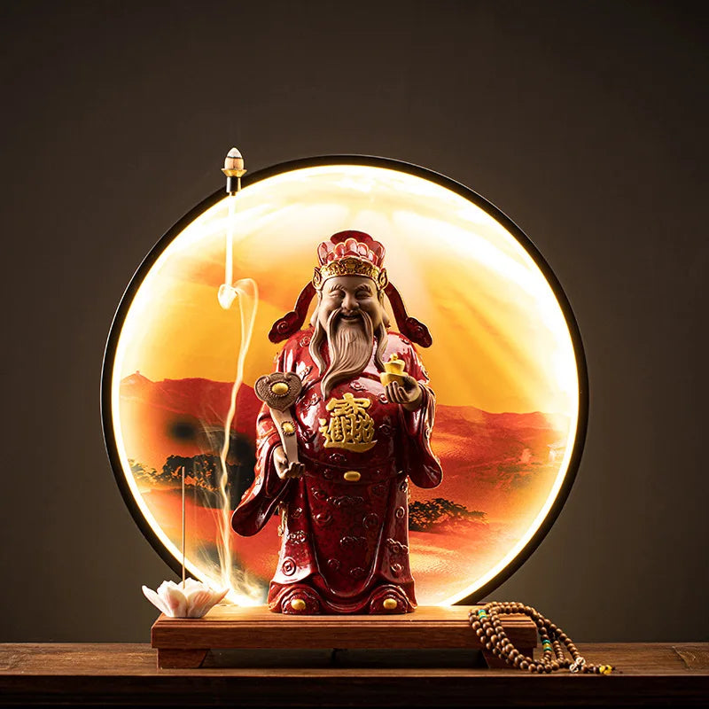 2024 Electric Usb Incense Cone Led Light Ceramic Buddha Statue Incense Burner