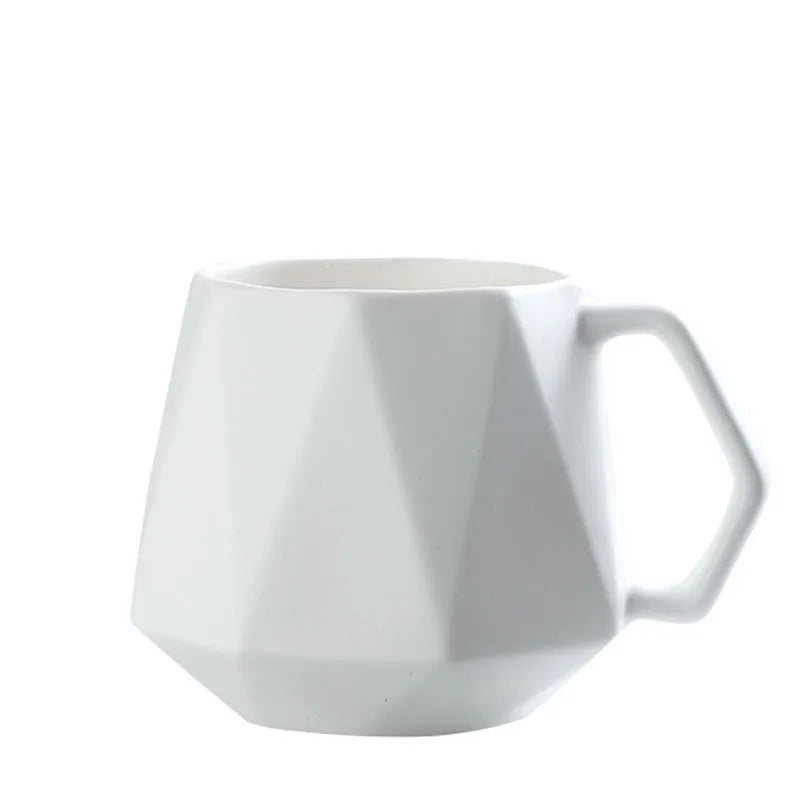 Factory Wholesale Cheap Diamond Shaped Porcelain Plain White Customized Ceramic Ceramic Coffee Mugs and Cups