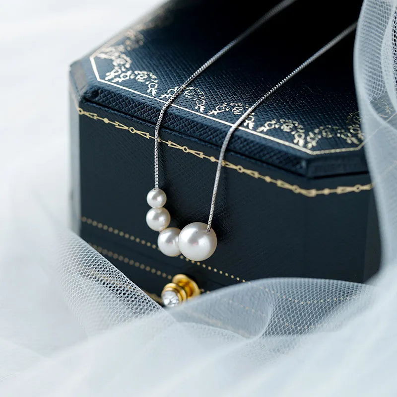 Factory Wholesale 925 Sterling Silver Freshwater Pearl Charm Pendant Necklace for Women Girls