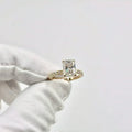 Fashion 2.5 CT Radiant Cut 6.5x8.5mm Round Cut 14K Solid Yellow Gold Moissanite Ring Size US 7.0