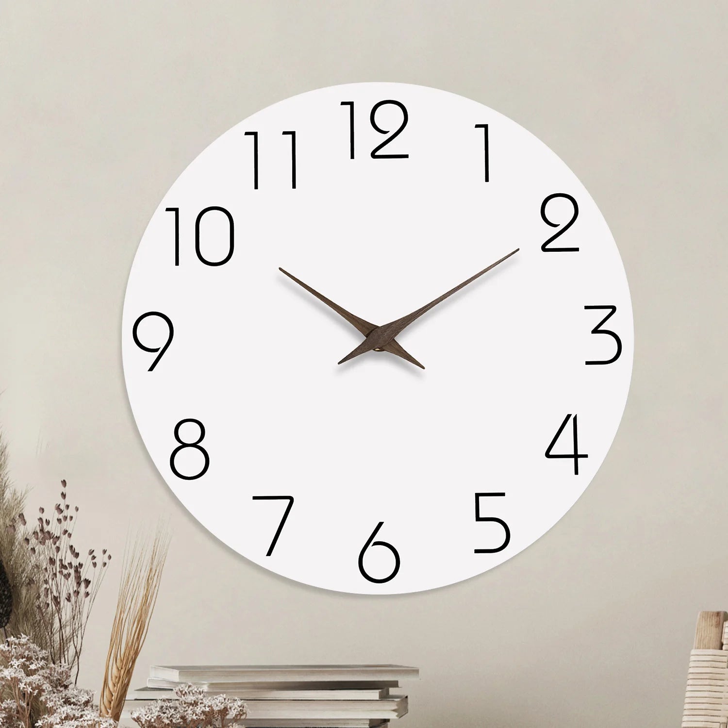 10-inch Modern Simple White MDF Wooden Wall Clock Silent Clock Living Room Decor Quartz Clock Can Be Customized