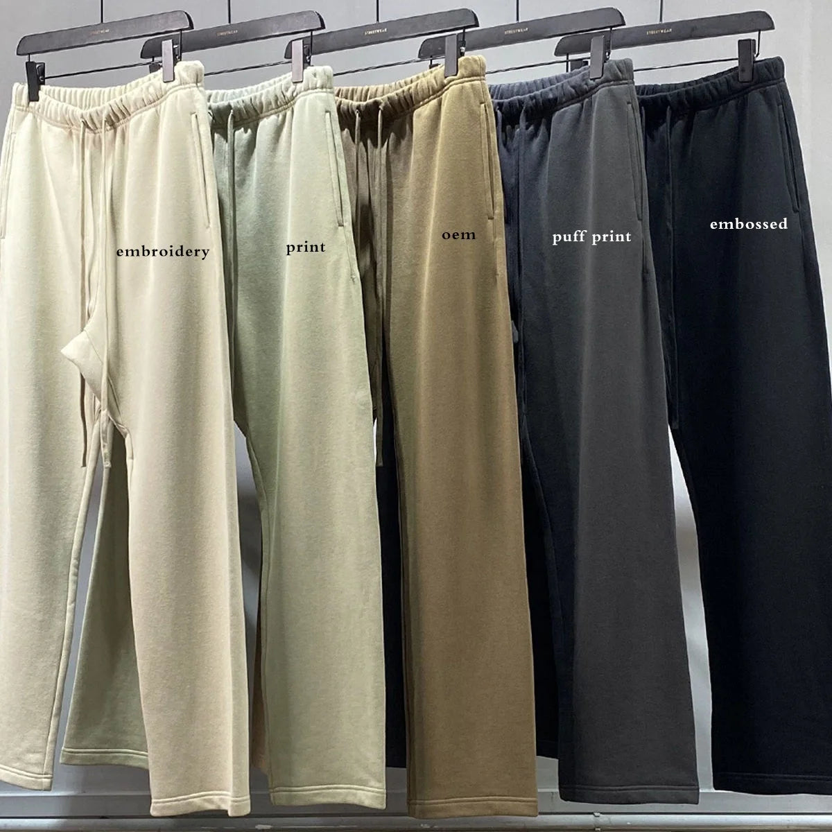 365GSM Straight Wide Leg Sweatpants Custom 87% Cotton 13%Polyester Fleece Jogger Pants Stacked Outdoor Sweat Pants Men