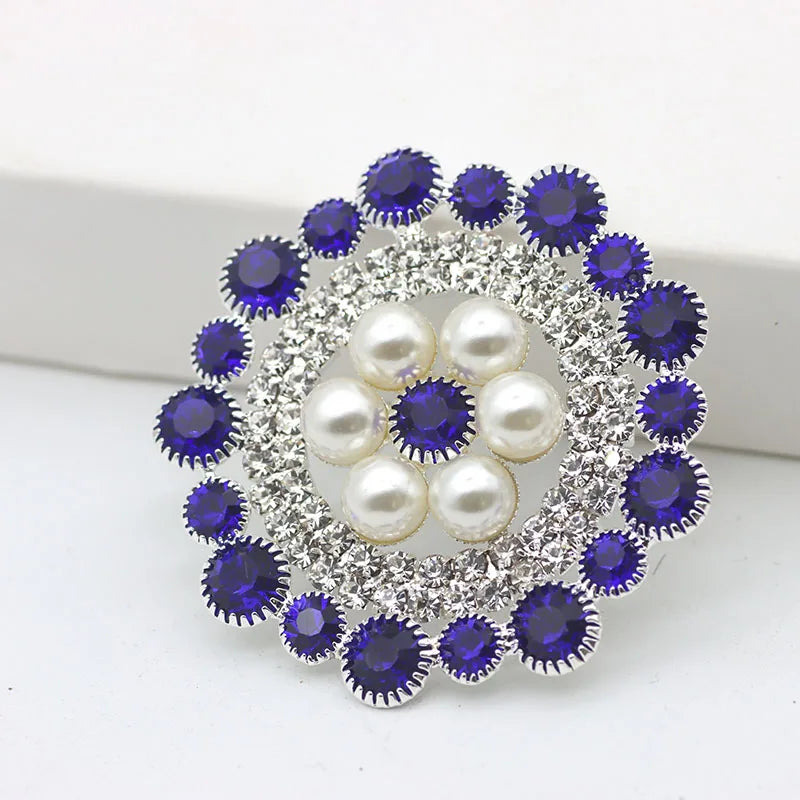Elegant Blue Rhinestone Buckle Flat Back Sew on Metal Appliques for Wedding Dress Shoes Decorations