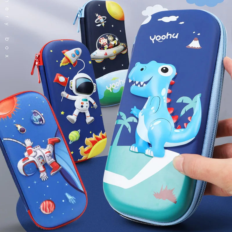 School Stationery Supplier Cartoon Cute Dinosaur Astronaut 3D Eva Pencil Case for Boys