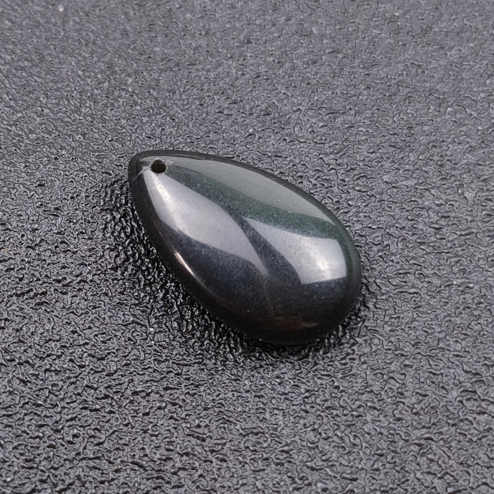 Hongzhuo New Crystal Crafts Natural Color Flashy Black obsidian Stone Pendant Teardrop shape Customized Pendant Necklace Jewelry