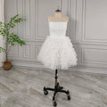 Real Photos High Quality Strapless Tiered Tulle Mini Wedding Party Dresses Elegant Ball Gown Evening Dresses for Women 15951