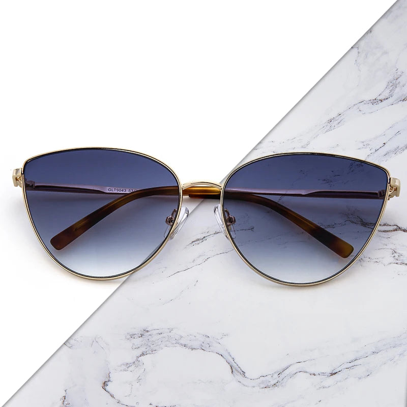 Cat Eye Vintage Oversized Sunglasses Gold Metal UV400 Polarized Lenses Custom Logo Luxury Women's Driving Sunglasses 2024 New