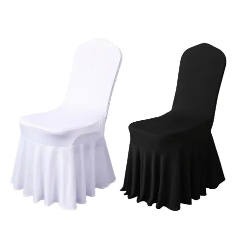 Customized Elegant Restaurant Dining Banquet Wedding Party Folding Spandex Seat Covers for Chairs Ruffled Spandex Chair Cover
