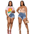 Wholesale 2023 Summer New Casual Mujer Shorts Jean Feminino Asymmetrical Ripped Blue Denim Jean Shorts for Women