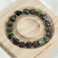 10mm Fashion Jewelry Natural Faceted Dragon Blood Jasper Black Agate Print Vintage Charm Abacus Spacer Stretch Beads Bracelet