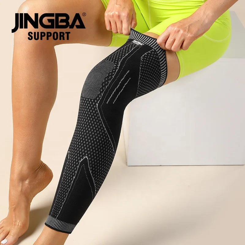 JINGBA 2023 Unisex Full Leg Sleeve Knee Guard New Arrival Basketball Sport Safety Rodilleras Breathable Elbow Knee Pads