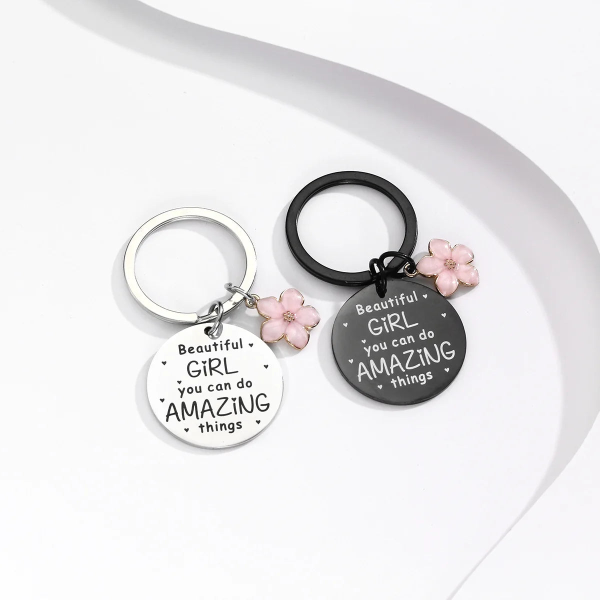 Metal Charm Keychain Mother's Day Gift Oriental Cherry Flower Keyring Mom Pendant Chain Key Ring Holder Jewelry Accessories Gift