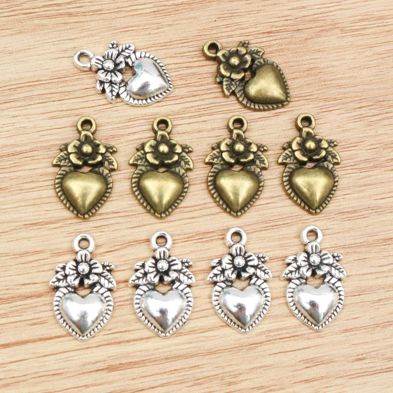 20pcs/lot 18x11mm Antique Silver Plated Bronze Small Heart Handmade Charms Pendant:DIY Jewelry Findings for Bracelet Necklace