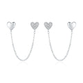 Sweet Cute love Earrings 925 Sterling Silver Chain Tassel Heart-shaped Earrings for Birthday Valentine's Day Gifts