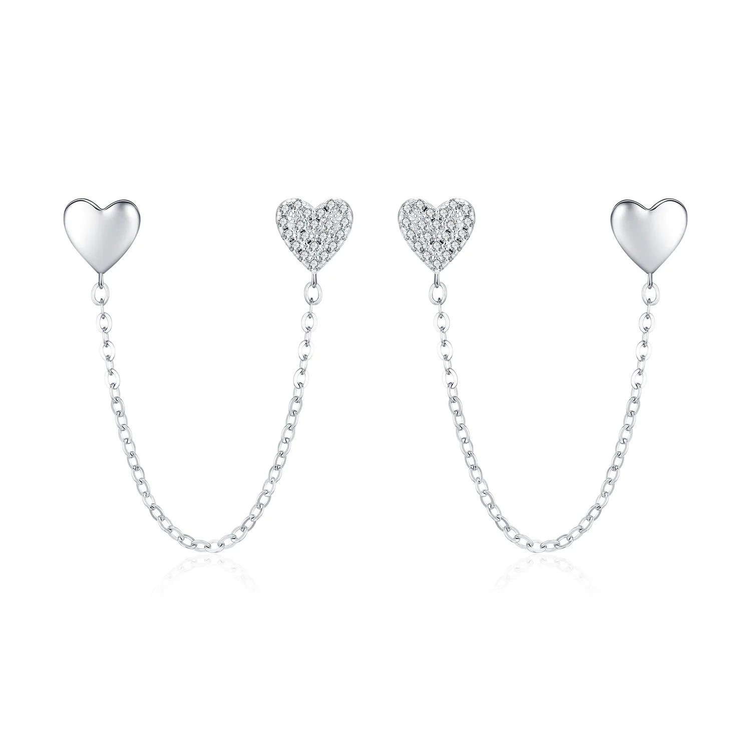 Sweet Cute love Earrings 925 Sterling Silver Chain Tassel Heart-shaped Earrings for Birthday Valentine's Day Gifts