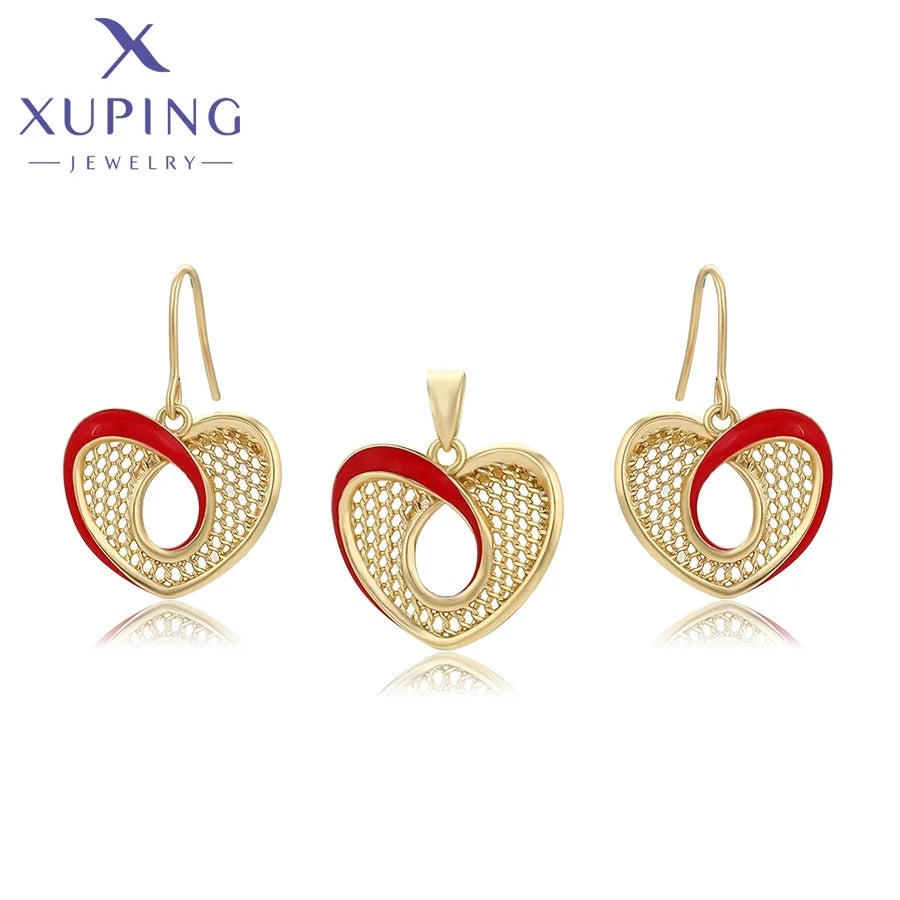 X000904719 Xuping Jewelry 14K Gold Plated Copper Heart Women Jewelry Set