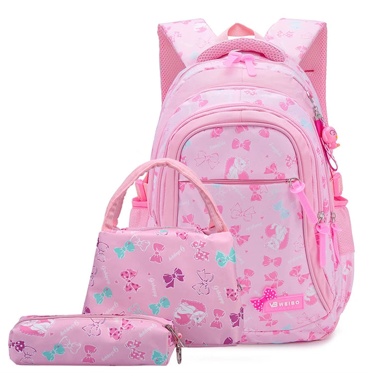 Custom Nylon Luxury Girls 3 in 1 School Backpack Set