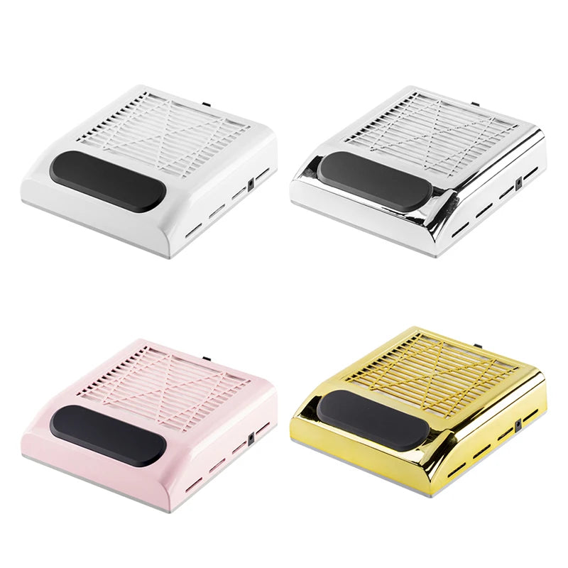 80W Professional Nail Dust Collector Portable Square Plastic Manicure Tool with New Design Vacuum Cleaner Suction