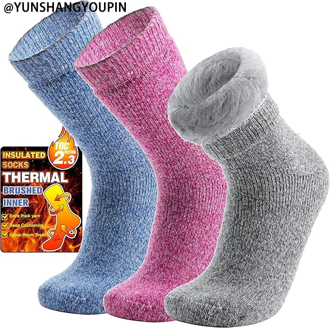 Custom 3 Pairs Warm Thermal Socks for Women & Men Winter Ski Thick Boot Insulated Socks for Cold Weather