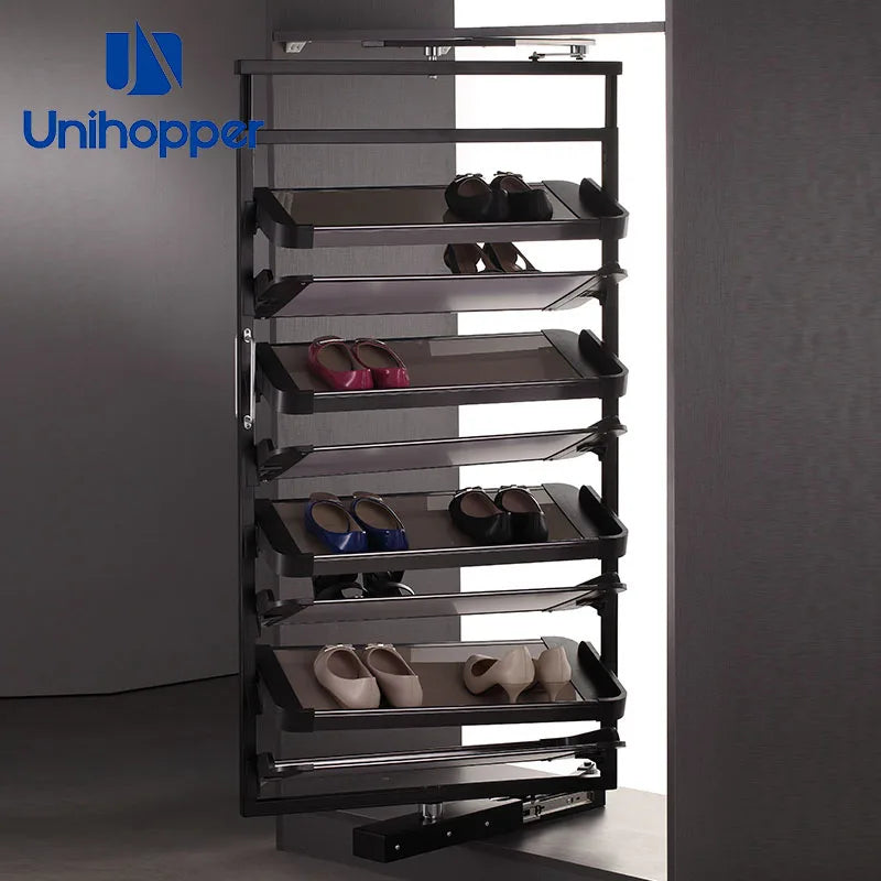 Unihopper Wholesale Adjustable Wardrobe Closet  Fitting Hardware Accessories Metal 360 Degree Rotating Shoe Rack