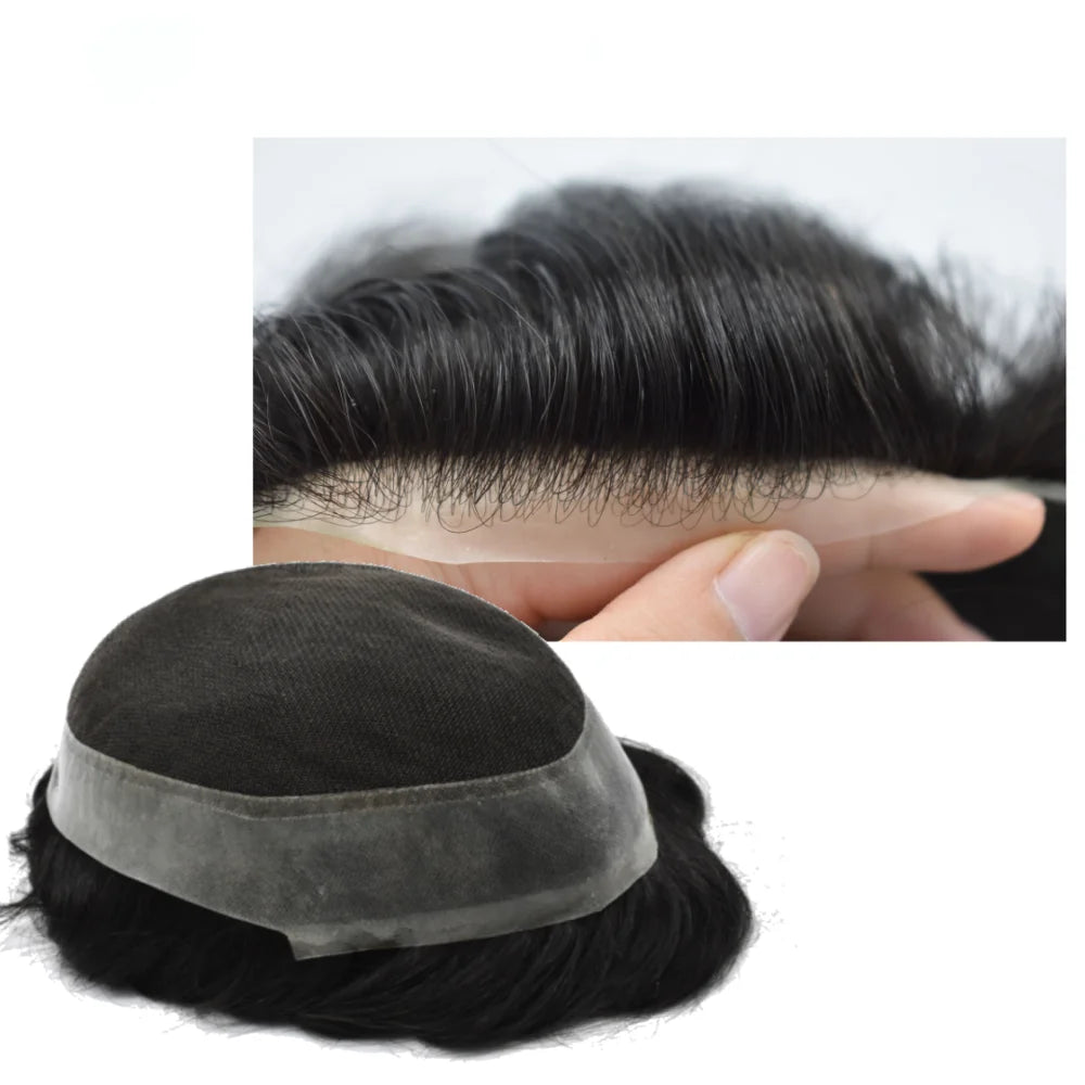 LONGFOR Australia Toupee - French Lace With 1 1/4 Inch Thin Skin PU Around Indian Human Hair Prosthesis for Men Hot Sale
