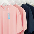 220G Combed Cotton Loose Cool Zone Short Sleeve Sorona Dropped Shoulder Men TShirt Breathable Lightweight