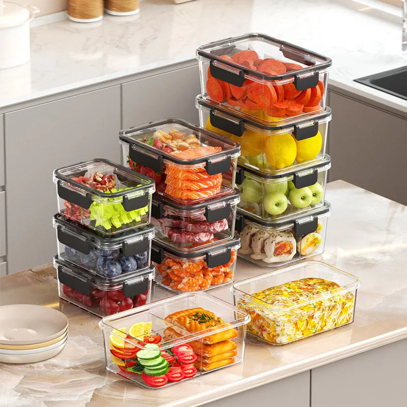 Plastic Square 3-Compartment Fresh-Keeping Lunch Box Vegetable Food Sealed Jar Fruit Snacks Biscuit Storage Dishwasher Safe BPA