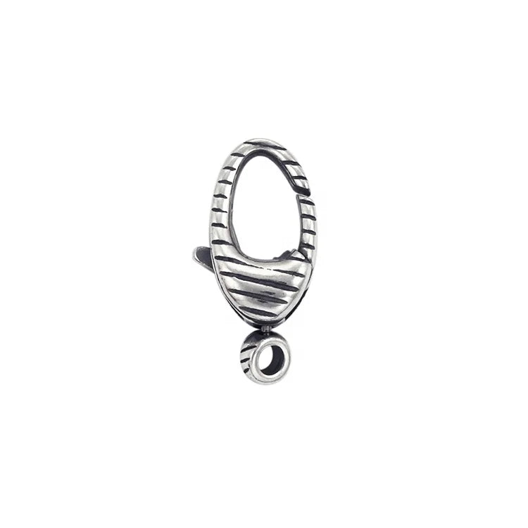 Fancy Antique Finishing Oxidized Sterling Silver Twill Oval Swivel Lobster Clasp Keychain Swivel Clasps for Jewelry Making