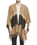 Winter Warm 100% Wool Women Poncho Shawl Custom Designer Tassel Wool Scarf Shawl