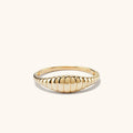 INS 18K Gold & Stainless Steel Croissant Rings Embossed Geometric Thin Twist Curve Engagement Party Jewelry with Titanium PVD