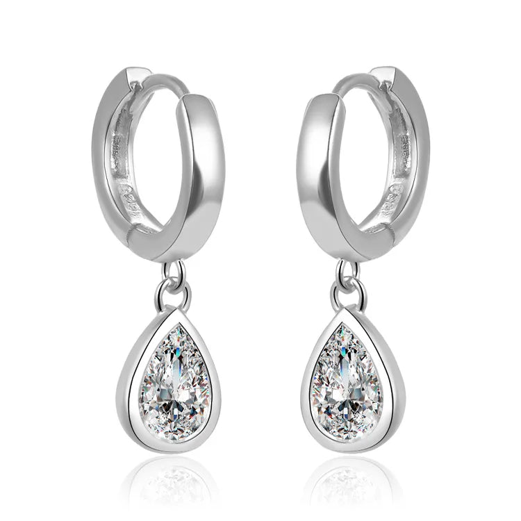 Wholesale 925 Sterling Silver Rhodium Plated Aaa Crystal Water Drop Chandelier Earrings