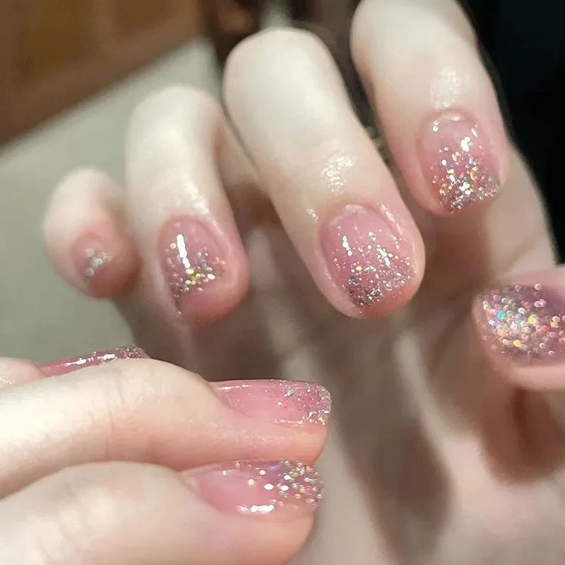 24pcs/box Press on Nail Tips Diy Long Ballet False Nail Art Patch Wearable Color Solid Color Fake Nail