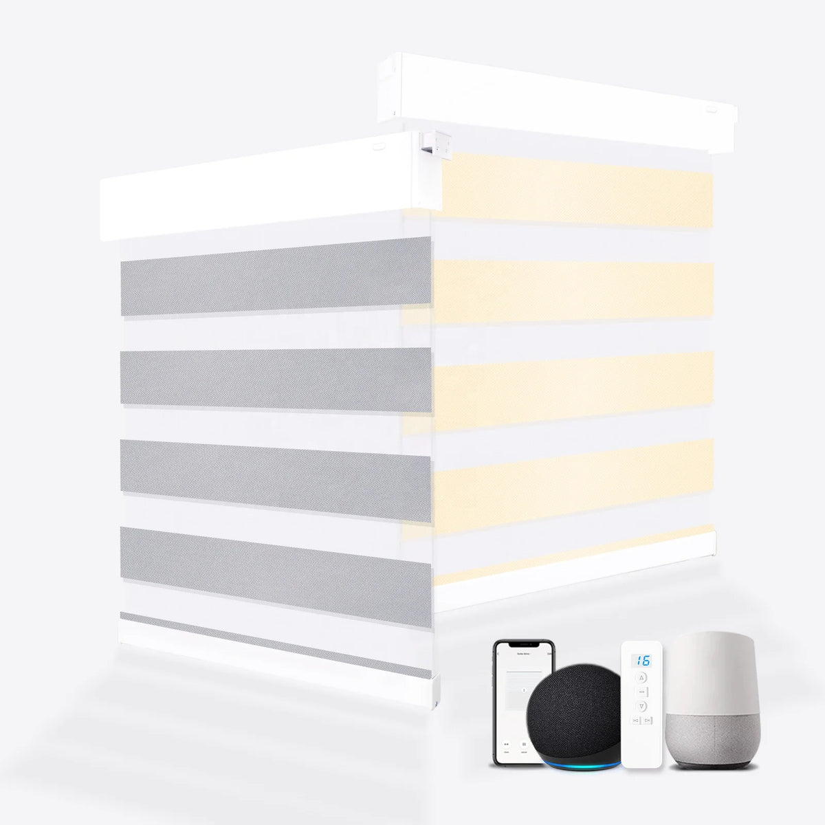 No Drill No Tools Excellent Blackout Roller Controlled Battery Operated WiFi Smart Automatic Motorized Zebra Blinds for Window