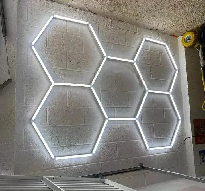 Hexagon LED Ceiling Light for Car Detail Retail Garage Workshop Gym Shop Barber Salon Honeycomb LED Light