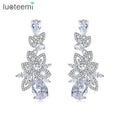 LUOTEEMI Designer Wedding Charm Earrings Women Jewelry Cubic Zirconia Drop Earring for Lady