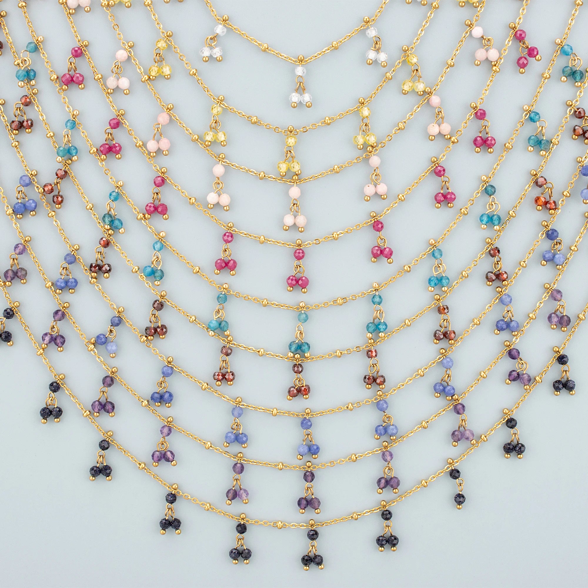 C375 50cm/lot Handmade Chain Stainless Steel Nickel-Free Natural Stone Charms for DIY Bracelet Necklace Jewelry Making Component