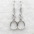Sterling Silver 9*11mm Semi Mount Hook Earrings Empty Support Blank Claws Setting S925 Base Without Center Stone for DIY Inlay
