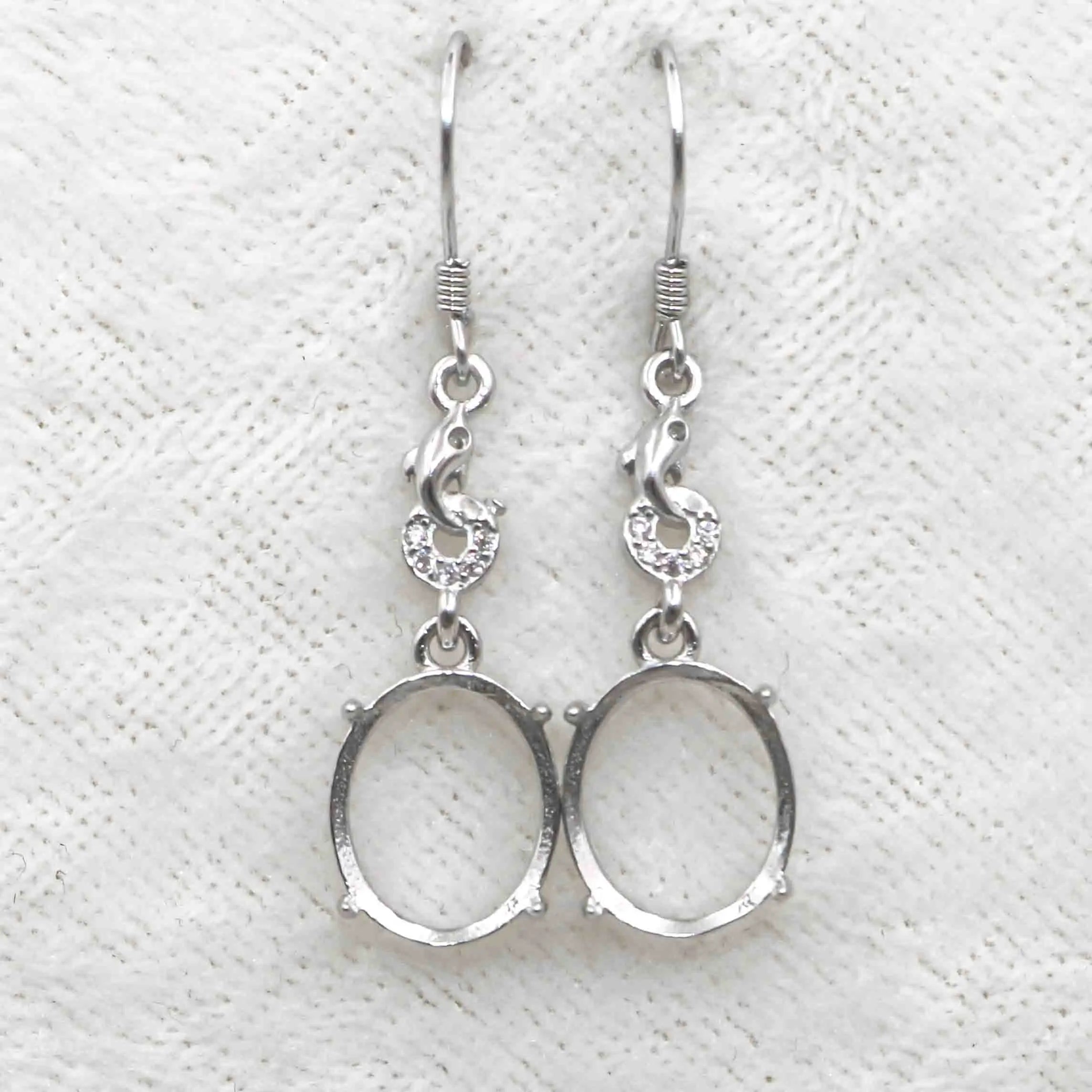 Sterling Silver 9*11mm Semi Mount Hook Earrings Empty Support Blank Claws Setting S925 Base Without Center Stone for DIY Inlay