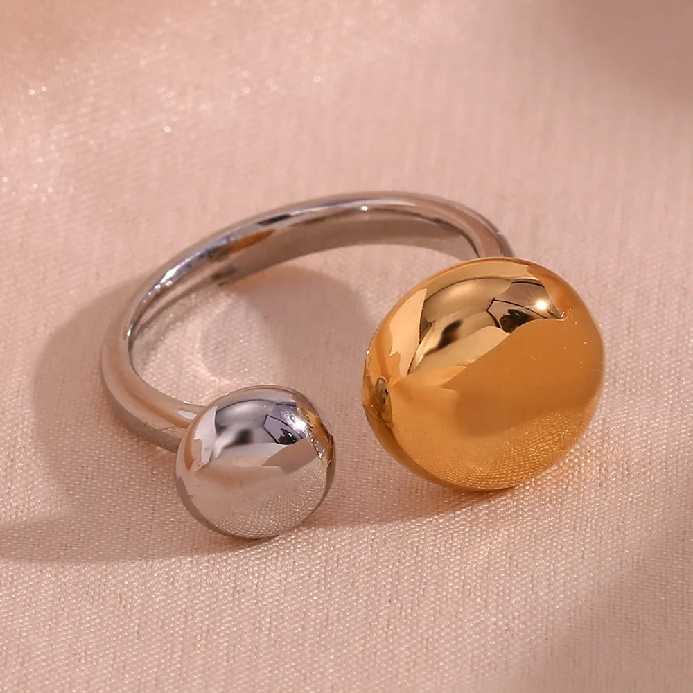 Adjustable 18K Gold Plated Stainless Steel Ring Chunky Joyeria De Acero Inoxidable Jewelry for Unisex for Engagement and Party