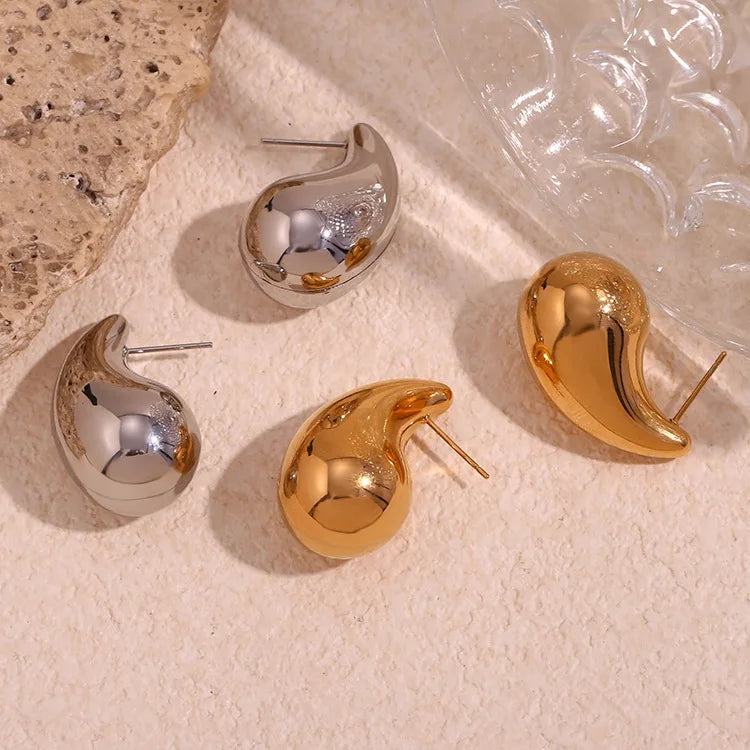 2024 New Trends 18k Real Gold Plated Small Size Tear Drop Earrings Recycle Jewelry Water Drop Stud Earrings Gold