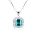 Luxury 925 Sterling Silver Green Cubic Zirconia Pendant Necklace for Women
