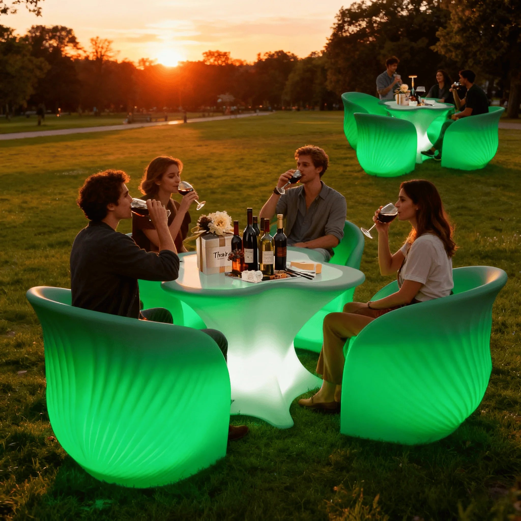 Luxury Customized LED Illuminated Rectangular Nightclub Tables Chairs Modern Plastic Hookah Lounge Seat Furniture for Hotels