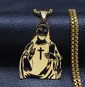 Caicai Necklace Stainless Steel Cross Pendant Men's and Women's Gold Punk Pendant Stainless Steel Jewelry Waterproof Jewelry