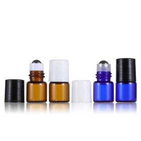 In Stock 1ml Clear/amber/blue Glass Sample Roll on Glass Vials/bottles With Black/white Cap for Essential Oil/perfume