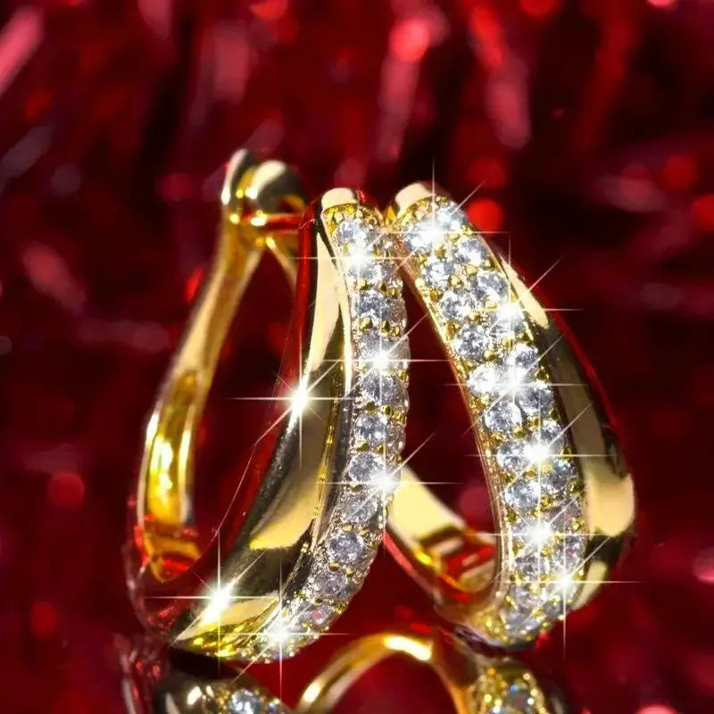CAOSHI Gorgeous U Shaped Geometric Full Paved Dazzling Simulate Moissanite Earring for Fashion Luxury CZ Hoop Earrings for Women